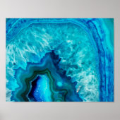 Poster Agate moderne en marbre bleu (Devant)