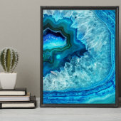 Poster Agate moderne en marbre bleu