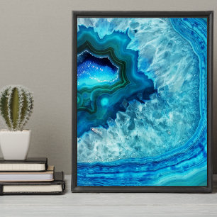 Poster Agate moderne en marbre bleu