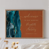 Poster Agate Sarcelle Or Doré Orange Brûlé Mariage Bienve