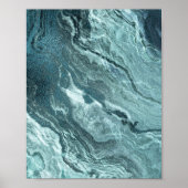 Poster Agate Turquoise cristallisée | Pierre marbrée noir (Devant)
