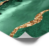 Poster Agate Vert Or Pailleté Geode Marbre Nom Personnali (Coin)