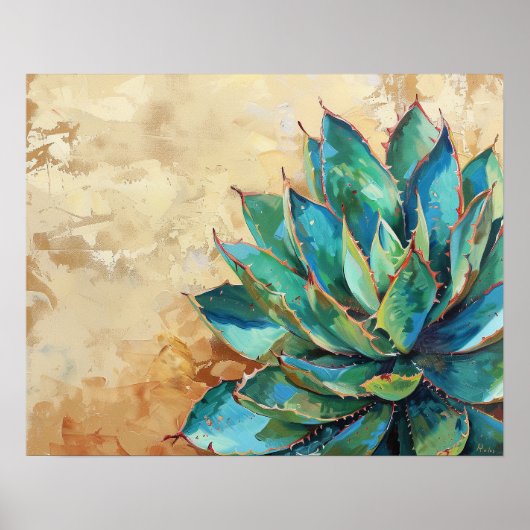 Poster Agave verte Cactus Peinture sud-ouest (Devant)