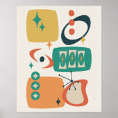 Poster Âge Atomique Milieu de Siècle Abstrait Sarcelle Or (Devant)