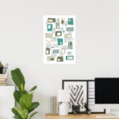 Poster Âge Atomique Milieu De Siècle Blocs Modernes Vert (Bureau à domicile)