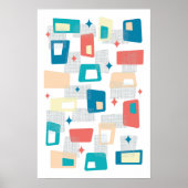 Poster Âge atomique milieu du siècle moderne Bandes bleue (Devant)