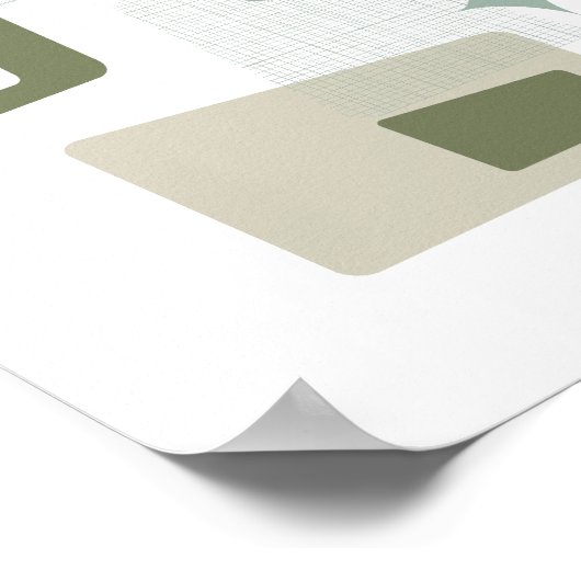 Poster Âge atomique milieu du siècle moderne Blocs verts  (Coin)