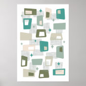 Poster Âge atomique milieu du siècle moderne Blocs verts (Devant)