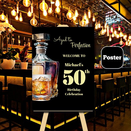Poster Aged to Perfection Men's 50th Whiskey Birthday
