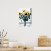 Poster Agencement de tournesol dans la fenêtre (Cuisine)