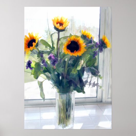 Poster Agencement de tournesol dans la fenêtre (Devant)