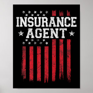Poster Agent d'assurance Fier drapeau américain Usa Patri