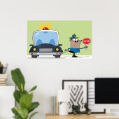 Poster Agent de police du dessin (Bureau à domicile)