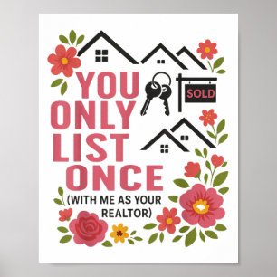 Poster Agent immobilier Yolo Vous ne listez qu'une fois a