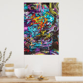Poster Agissez avec Cool et amusant Graffiti Street Art (Cuisine)
