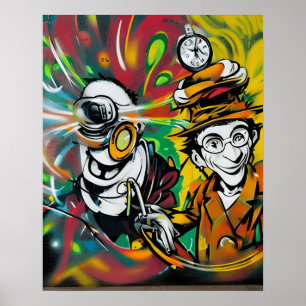 Poster Agissez avec des Graffiti Street Art mignons et Co