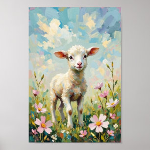 Poster Agneau de Pâques Vintage Art de la Campagne de Pri