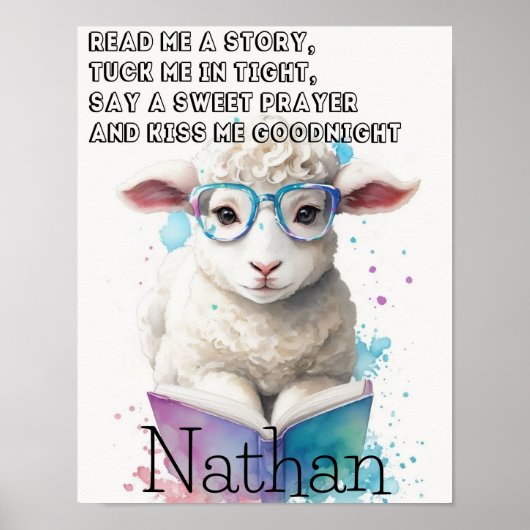 Poster Agneau mignon "Lisez-moi une histoire..." Pépinièr (Devant)