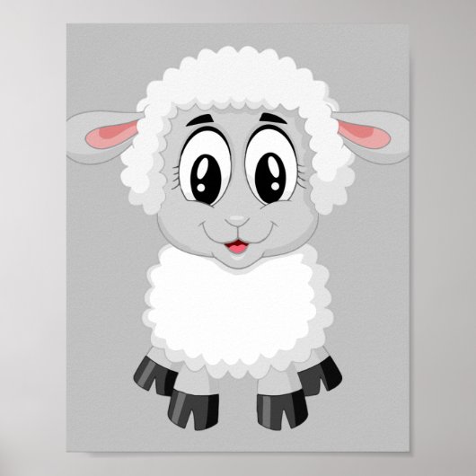 Poster agneau mouton mignon animal de ferme bébé (Devant)