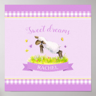 Poster Agneau sautant mignon caprice nom personnalisé nur