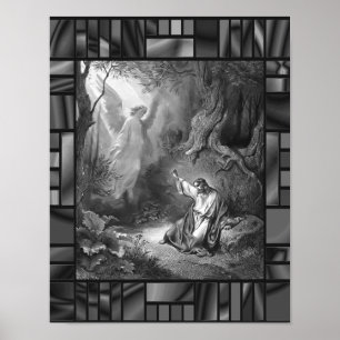 Poster Agonie Dans Le Jardin Dore Jésus Et Angel
