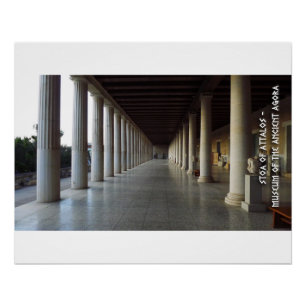 Poster Agora antique d'Athènes, Grèce. Stoa d'Attalos