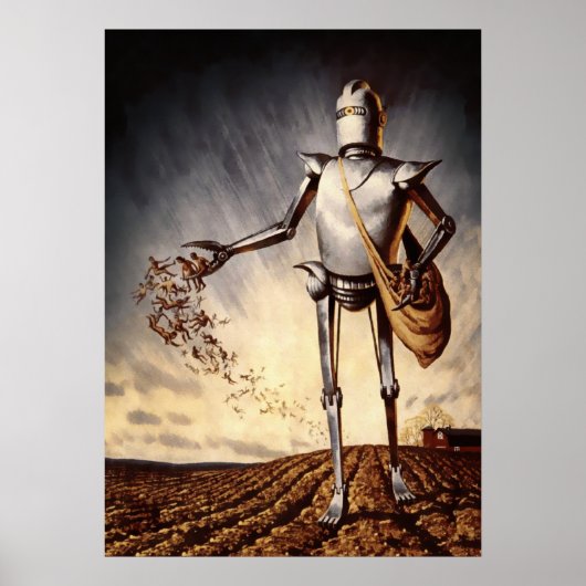 Poster Agriculture robotique vintage humaine (Devant)