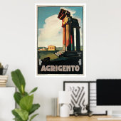 Poster Agrigento, Girfrappe, Italie Vintage voyage (Bureau à domicile)