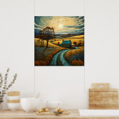 Poster Agritourisme Campagnard Au Coucher Du Soleil Fabri (Cuisine)