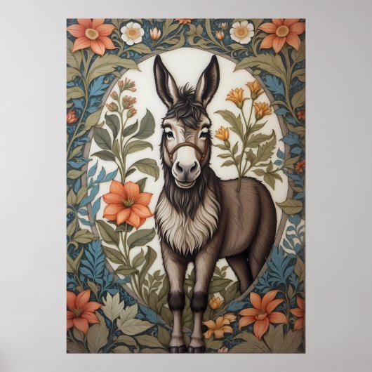 Poster Agritourisme Donkey William Morris inspiré (Devant)
