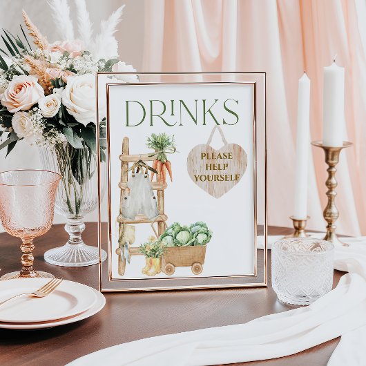 Poster Agritourisme local Boissons de Baby shower rustiqu