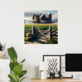 Poster Agritourisme rustique avec Cornfield Ai Art (Bureau à domicile)