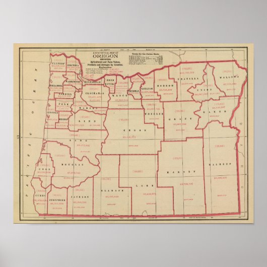 Poster Agrumes de l'Oregon, valeurs agricoles, produits, (Devant)