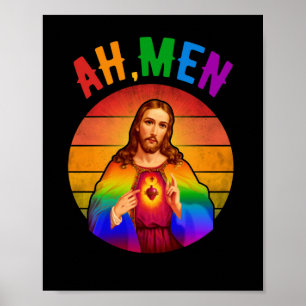 Poster Ah Men LGBT Gay pride Jesus Rainbow Christian