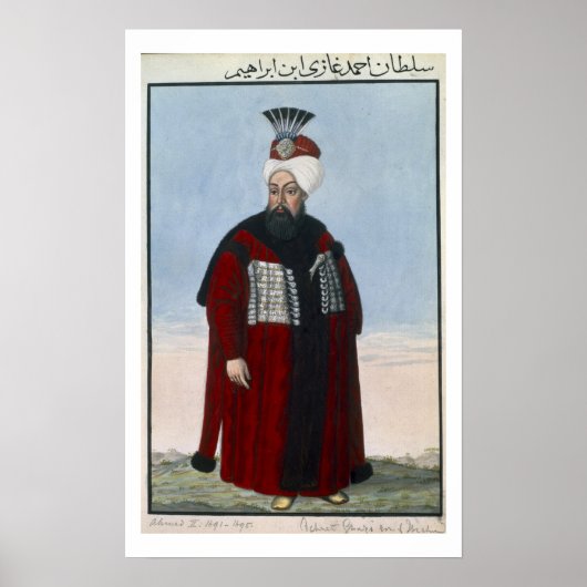 Poster Ahmed II (1642-95) Sultan 1691-95, de la série A (Devant)