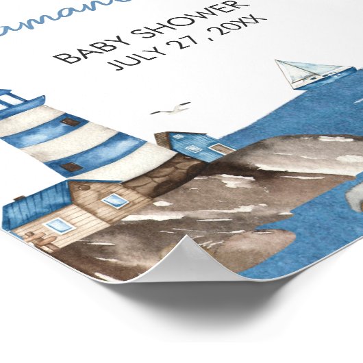 Poster Ahoy C’est un garçon Baby shower nautique Bienvenu (Coin)