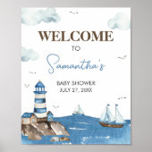 Poster Ahoy C’est un garçon Baby shower nautique Bienvenu (Devant)