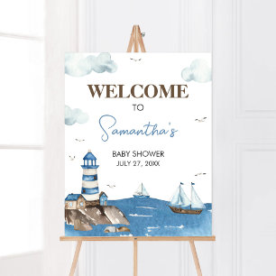 Poster Ahoy C’est un garçon Baby shower nautique Bienvenu