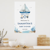 Poster Ahoy C'est un garçon Baby shower nautique Bienvenu (Cuisine)