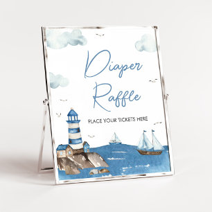 Poster Ahoy It’s A Boy Nautical Baby shower Diaper Raffle