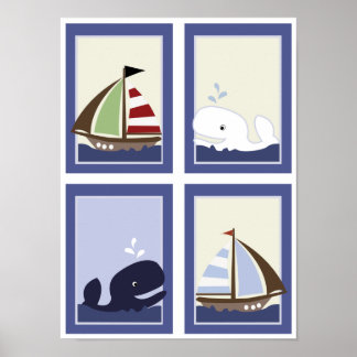 Poster AHOY MATE Bateau à voile Garçons Nursery Room Prin
