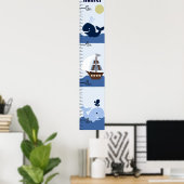 Poster Ahoy Mate/Sailboat/Whale Growth Chart Garder à 8x4 (Bureau à domicile)