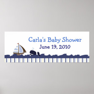 Poster Ahoy Mate Whale Bandeau de Baby shower personnalis