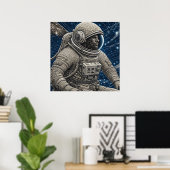 Poster Ai Art astronaute dans l'espace (Bureau à domicile)