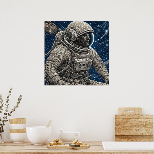 Poster Ai Art astronaute dans l'espace (Cuisine)