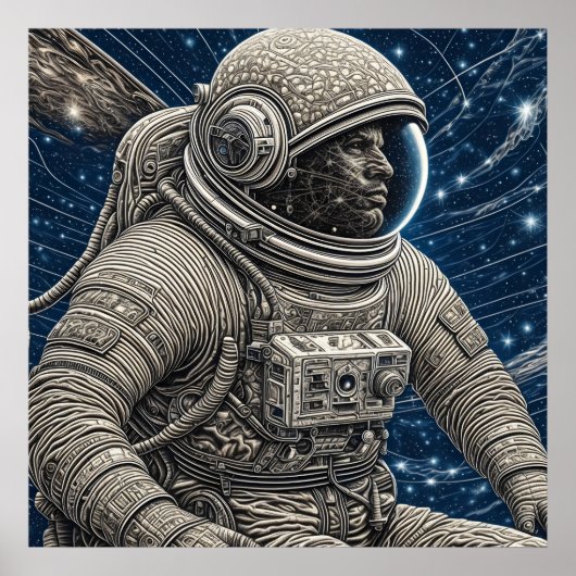 Poster Ai Art astronaute dans l'espace (Devant)