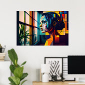 Poster Ai Généré une mystérieuse femme en tant qu'art mod (Bureau à domicile)