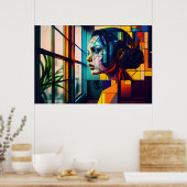 Poster Ai Généré une mystérieuse femme en tant qu'art mod (Cuisine)