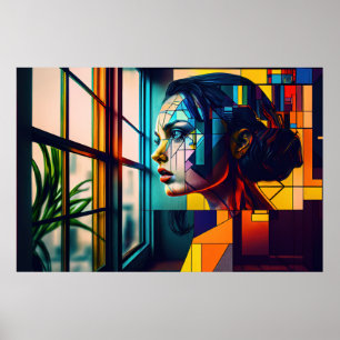 Poster Ai Généré une mystérieuse femme en tant qu'art mod