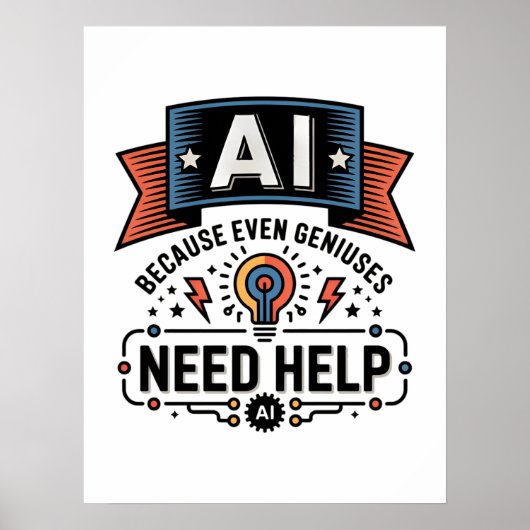 Poster AI Genius Humor Tech Quote Design (Devant)